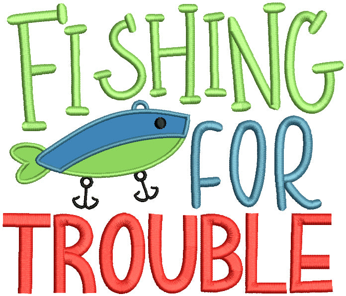 Fishing For Trouble Applique Machine Embroidery Design Digitized Pattern