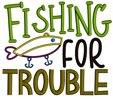 Fishing For Trouble Applique Machine Embroidery Design Digitized Pattern