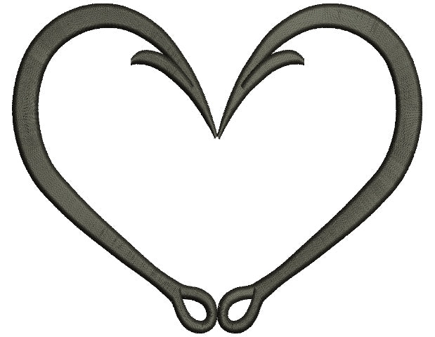 Fishing Hooks Heart Filled Machine Embroidery Digitized Design Pattern