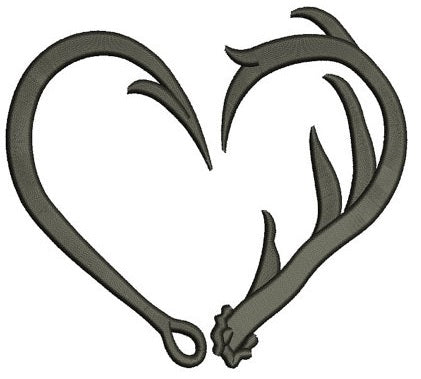 Fishing Hooks with Antlers Hunting Filled machine embroidery digitized design pattern - Instant Download -4x4 , 5x7, and 6x10 hoops