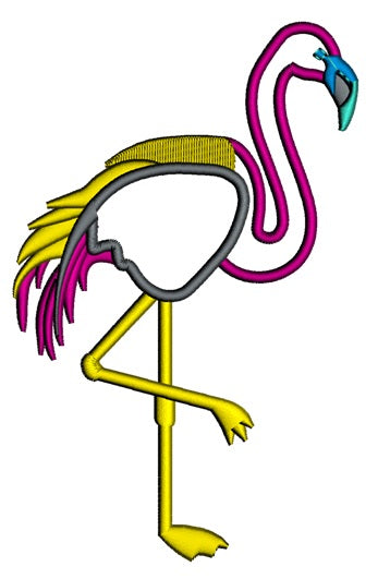 Flamingo Applique Bird Machine Embroidery Digitized Design Pattern