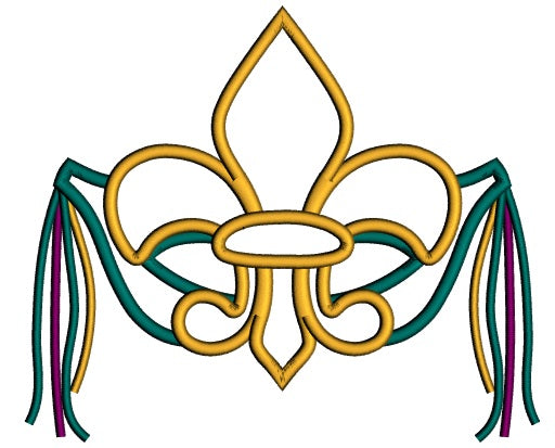 Fleur de lis Mardi Gras Mask Applique Machine Embroidery Design Digitized Pattern