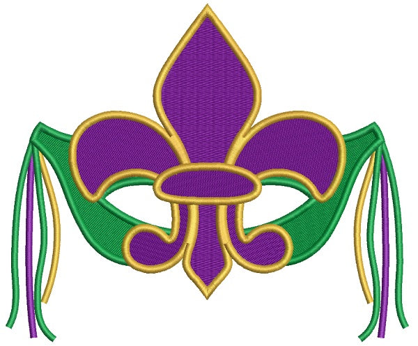 Fleur de lis Mardi Gras Mask Filled Machine Embroidery Design Digitized Pattern