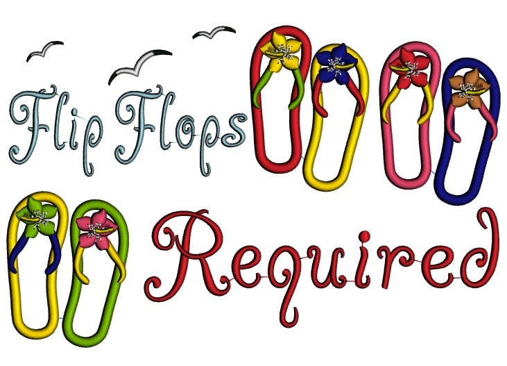 Flip Flops Required Applique Machine Embroidery Design Digitized Pattern