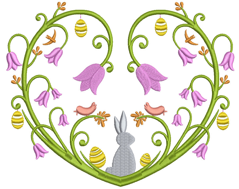 Floral Heart With Bunny Easter Filled Machine Embroidery Design Digiti –  Embroiderymonkey