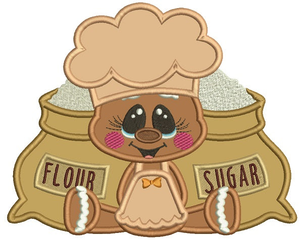 Flower And Sugar Gingerbread Man Fall Applique Thanksgiving Machine Embroidery Design Digitized Pattern