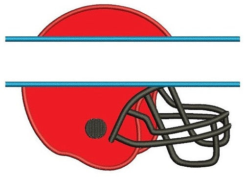 Football Helmet Split Applique Sport Machine Embroidery Digitized Design Pattern- Instant Download - 4x4 , 5x7, and 6x10 hoops