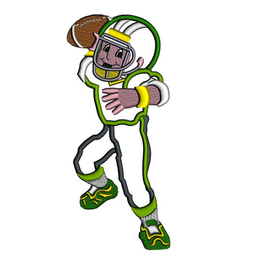 Football Player Boy Applique Machine Embroidery Digitized Design Pattern