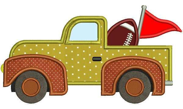 Football Truck Applique Machine Embroidery Design Digitized Pattern