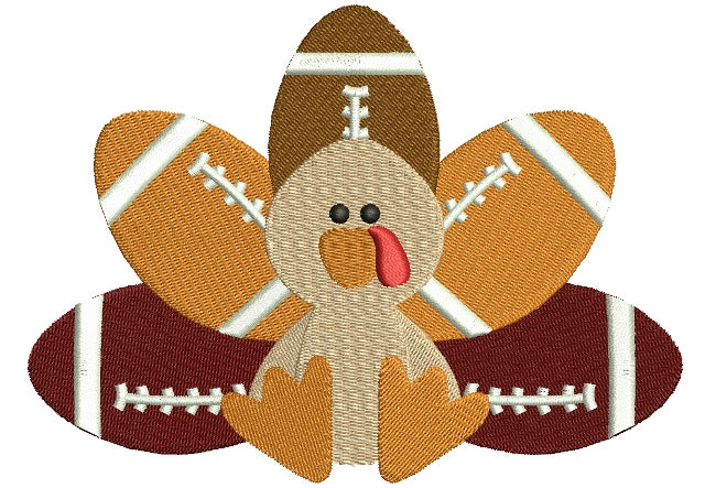 Football Turkey Filled Machine Embroidery Digitized Design Pattern