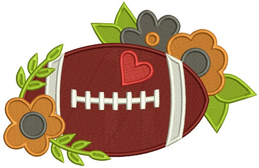 Football With Flowers Filled Machine Embroidery Design Digitized Pattern