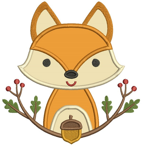 Fox Sitting Behind The Branch Applique Machine Embroidery Design Digitized Pattern