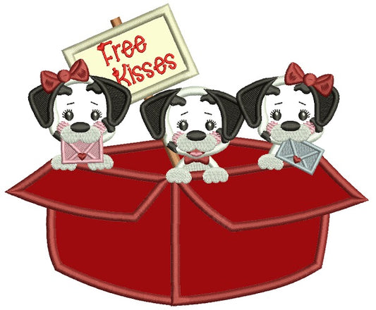 Free Kisses Three Dalmatians Applique Machine Embroidery Design Digitized Pattern