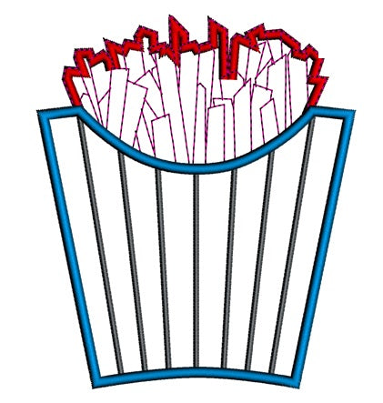 French Fries Applique Machine Embroidery Food Digitized Design Pattern