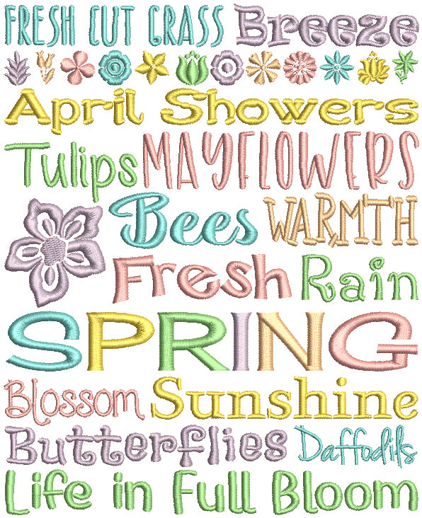 Fresh Cut Grass Breeze April Showers Spring Filled Machine Embroidery Design Digitized Pattern