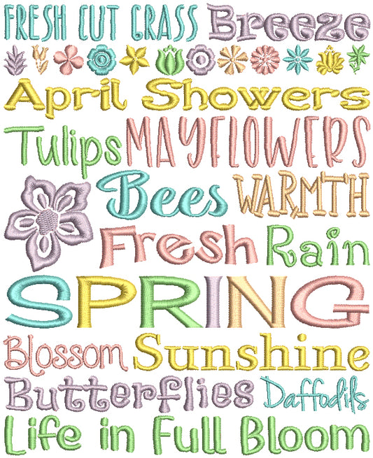 Fresh Cut Grass Breeze April Showers Spring Filled Machine Embroidery Design Digitized Pattern