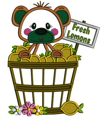 Fresh Lemonades Little Bear Applique Machine Embroidery Design Digitized Pattern