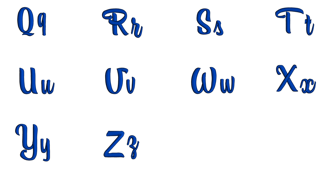 Funk Font Machine Embroidery Script Upper and Lower Case 1 2 3 inches