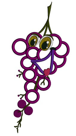 Funny Grapes Smiling Applique Machine Embroidery Digitized Design Pattern