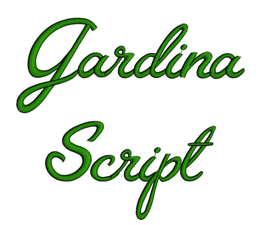 Gardina Script Machine Embroidery Font Upper and Lower Case 1 2 3 inches
