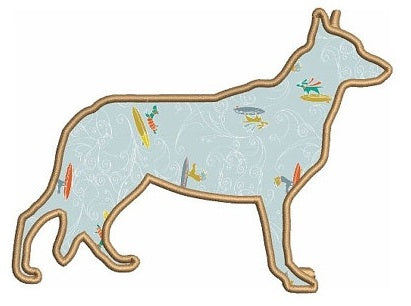 German Sheppard Dog Applique Digitized Machine Embroidery Design Pattern - Instant Download - 4x4 , 5x7, 6x10