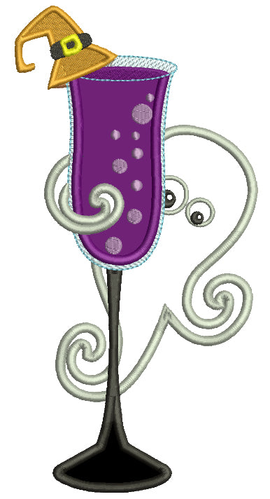 Ghost's Favorite Drink Halloween Applique Machine Embroidery Digitized Design Pattern