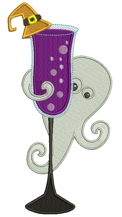 Ghost's Favorite Drink Halloween Filled Machine Embroidery Digitized Design Pattern