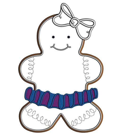Ginger Bread Girl Christmas Applique Machine Embroidery Digitized Design Pattern