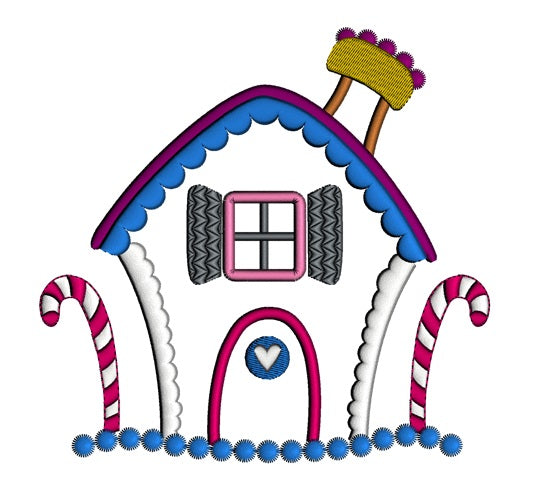Ginger Bread House Christmas Applique Machine Embroidery Digitized Design Pattern