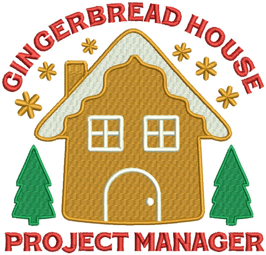 Gingerbread House Project Manager Christmas Filled Machine Embroidery Design Digitized Pattern