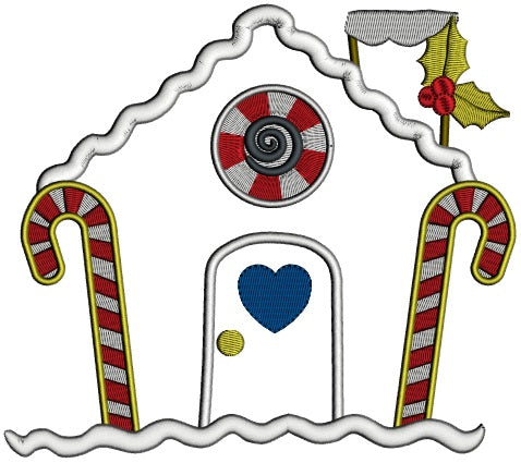 Gingerbread House With Heart On The Door Christmas Applique Machine Embroidery Design Digitized Pattern