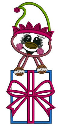 Gingerbread Man Holding Christmas Presents Applique Machine Embroidery Design Digitized Pattern