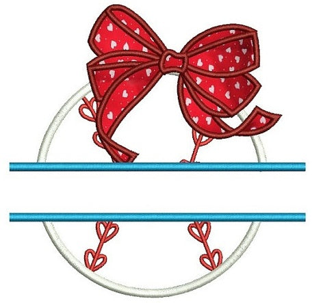Girl Baseball with Bow Split Applique Machine Embroidery Digitized Design Pattern - Instant Download - 4x4 , 5x7, and 6x10 -hoops