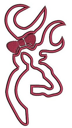Girl Buck with a Bow Applique machine embroidery digitized design pattern - Instant Download -4x4 , 5x7, and 6x10 hoops