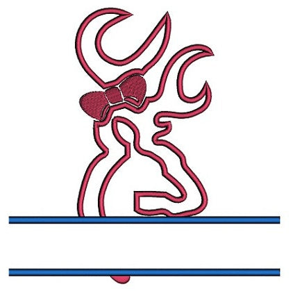 Girl Buck with a Bow Split Applique machine embroidery digitized design pattern - Instant Download -4x4 , 5x7, and 6x10 hoops