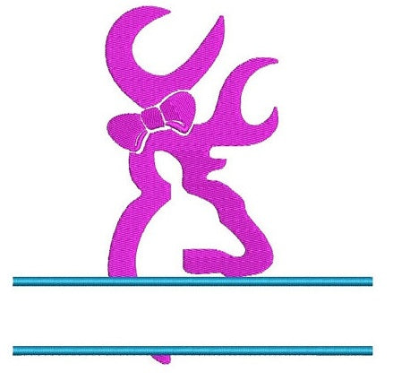 Girl Buck with a Bow Split Filled machine embroidery digitized design pattern - Instant Download -4x4 , 5x7, and 6x10 hoops