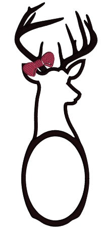 Girl Deer Hunting Oval Applique Machine Embroidery Digitized Design Pattern