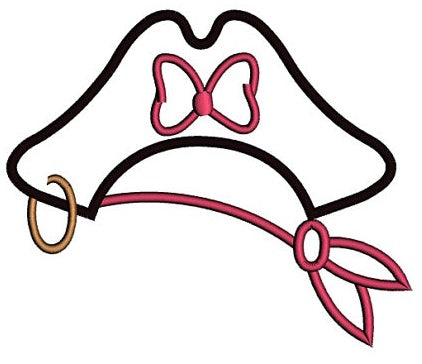 Girl Pirate Hat Applique Machine Embroidery Digitized Design Pattern