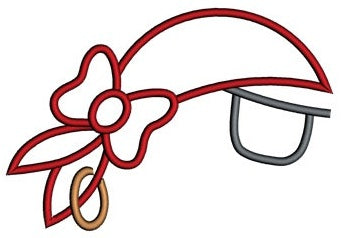 Girl Pirate Hat Applique with an eye patch Machine Embroidery Digitized Design Pattern - Instant Download- 4x4 , 5x7, 6x10