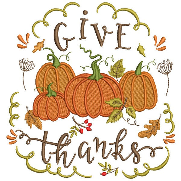 Friendsgiving Squad Pumpkin Thanksgiving Filled Machine Embroidery Design  Digitized Pattern