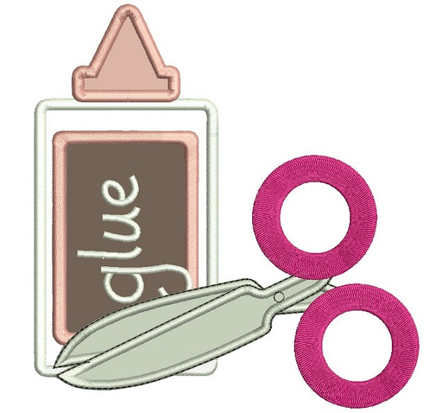 Glue With Scissors Crafts Applique Machine Embroidery Digitized Design Pattern