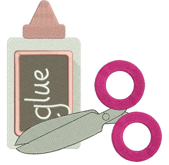 Glue With Scissors Crafts Filled Machine Embroidery Digitized Design Pattern