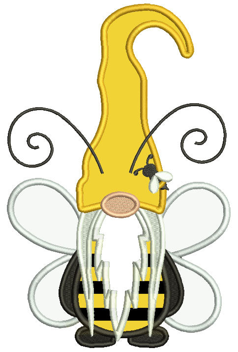 Gnome Bumble Bee With Huge Antennas Applique Machine Embroidery Design Digitized Pattern