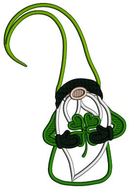 Gnome Holding Shamrock St.Patricks Day Applique Machine Embroidery Design Digitized Pattern