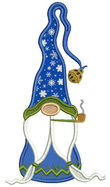 Gnome Smoking Pipe Christmas Applique Machine Embroidery Design Digitized Pattern