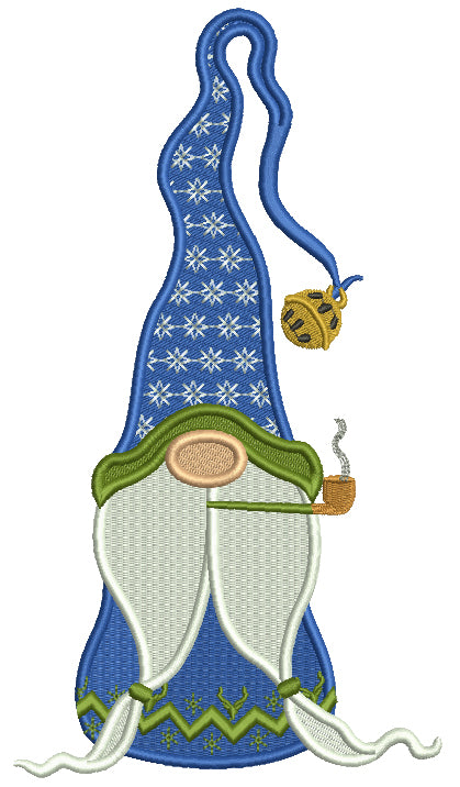 Gnome Smoking Pipe Christmas Filled Machine Embroidery Design Digitized Pattern