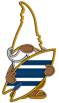 Gnome Surfer Applique Machine Embroidery Digitized Design Pattern