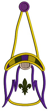Gnome Wearing Tall Hat Fleur De Lis Mardi Gras Applique Machine Embroidery Design Digitized Pattern