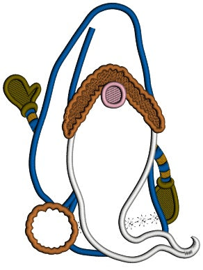 Gnome Wearing Winter Mittens Christmas Applique Machine Embroidery Design Digitized Pattern