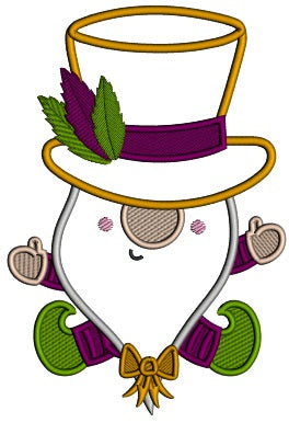 Gnome With A Big Hat And Feathers Mardi Gras Applique Machine Embroidery Design Digitized Pattern